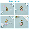 Alloy Cabochon Settings Keychain with Iron Findings and Glass Cabochons KEYC-DC00001-5