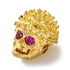 Skull Shape Rack Plating Brass with Cubic Zirconia Beads KK-S406-16G-2