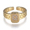 Brass Micro Pave Clear Cubic Zirconia Cuff Rings RJEW-H538-02G-Q-1
