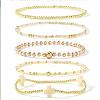 5Pcs 5 Styles Handmade Brass & Glass Beads Stretch Bracelet Set OI0028-9-1