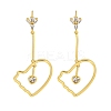 Rack Plating Heart Brass Micro Pave Clear Cubic Zirconia Earrings EJEW-B061-09G-1