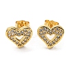 Clear Cubic Zirconia Heart Stud Earrings EJEW-F321-02G-1