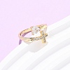Brass Micro Pave Cubic Zirconia Cuff Rings for Women RJEW-L334-04G-1
