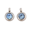 Trendy Original Color 304 Stainless Steel Grade A Rhinestone Flat Round Charm Pendants RB-M030-06Q-1