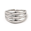 Rack Plating Brass Grooved Open Cuff Rings RJEW-D009-04P-1
