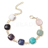 Natural Square Gemstone Link Bracelets BJEW-JB10982-1
