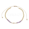 Natural Mixed Gemstone & Cultured Freshwater Pearl & Brass Beads Braided Bead Bracelets for Women BJEW-JB13203-3