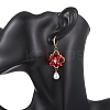 Flower with Teardrop Glass Beads Dangle Earrings EJEW-MZ00670-01-4