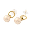 304 Stainless Steel Shell Pearl Round Stud Earrings for Women EJEW-U020-30G-02-2