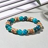 Natural Coconut & Stone Beaded Stretch Bracelet for Women BJEW-JB07546-3