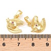 Brass Micro Pave Deep Pink Cubic Zirconia Charms KK-G549-07G-3