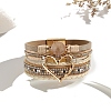 Braided PU Leather Crod Multi-strand Bracelet PW-WGFB988-01-1