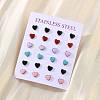 Enamel Heart Stud Earrings EJEW-B009-12P-1