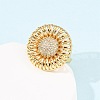 Adjustable Brass Micro Pave Cubic Zirconia Cuff Rings for Women RJEW-B139-06G-3