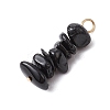 10Pcs 5 Colors 12 Constellation Natural Golden Sheen Obsidian & Lapis Lazuli & Gold Rutilated Quartz & Amethyst & Strawberry Quartz Pendants PALLOY-JF02839-03-4