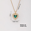 Vintage Brass Micro Pave Cubic Zirconia Heart Pendant Necklace for Women MF6183-7-1