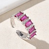Brass Micro Pave Cubic Zirconia Cuff Open Rings for Women RJEW-L343-16P-02-1