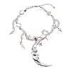 Moon Star Alloy & Silver Color Plastic Imitation Pearl Big Pendant Necklaces for Women FS-WG21961-01-5