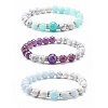 Natural Mixed Stone & Synthetic Howlite Round Beads Stretch Bracelet BJEW-JB06919-1