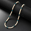 Retro Men's Shell & Synthetic Turquoise Heishi Beaded Necklaces OX2630-5-1