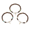 3Pcs 3 Colors 304 Stainless Steel Cross Charm Bracelets BJEW-JB11561-2