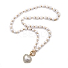 Ion Plating(IP) 304 Stainless Steel Crystal Rhinestone Heart Pendant Necklaces NJEW-P320-20G-4