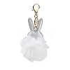 Cute Rabbit PU Leather & Imitate Rex Rabbit Fur Ball Keychain LS-KEYC-C005-02B-2