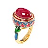 Oval Lab Grown Red Corundum Rings FS-WG323B2-01-5