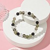Synthetic Smoky Quartz & Labradorite & Quartz Crystal & Obsidian Round Beaded Stretch Bracelets BJEW-JB10910-11-2