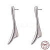 Anti-Tarnish Rhodium Plated 925 Sterling Silver Stud Earring Findings STER-F048-36P-7