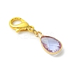 12Pcs 6 Colors Teardrop Brass Glass Pendant Decorations HJEW-JM02738-5