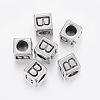 304 Stainless Steel Large Hole Letter European Beads LS-STAS-H428-01AS-B-1
