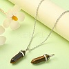 2Pcs Natural Tiger Eye Double Terminated Pointed Pendants G-YW0002-05A-6