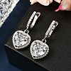 925 Sterling Silver Micro Pave Cubic Zirconia Dangle Hoop Earrings EJEW-F371-01C-01-5