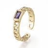 Brass Micro Pave Cubic Zirconia Cuff Rings RJEW-K232-14G-03-1