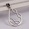 Non-Tarnish Drop with Infinity 201 Stainless Steel Pendants X-STAS-D130-12-2