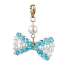 Bowknot Shell Pearl & Glass Pendants Decorations HJEW-TA00218-4