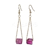 5 Pairs 5 Colors Dyed Natural Quartz Nugget Dangle Earrings EJEW-JE05488-S-3