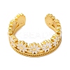 Rack Plating Flower Brass Enamel Open Cuff Rings for Women RJEW-S242-09G-B-2