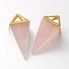 Natural Rose Quartz Point Pendulum Pendants X-G-E301-06G-1