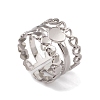 Non-Tarnish 304 Stainless Steel Heart Wrap Open Cuff Rings for Women RJEW-G285-53P-1