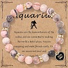12 Constellations Natural Zebra Jasper Round Beaded with Enamel Heart Charm Bracelets WGB6967-01-1