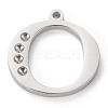 Tarnish Resistant 304 Stainless Steel Letter Pendant Rhinestone Settings STAS-J028-01O-1