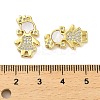 Brass Micro Pave Clear Cubic Zirconia Princess Connector Charms X-KK-K365-15A-G-3