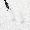 Natural White Jade Cuboid Pendant Black Cotton Cord Necklaces FS-WG3353C-08-1