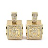 Alphabet Brass Micro Pave Clear Cubic Zirconia Pendants ZIRC-O045-01G-Q-2