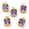 Real 18K Gold Plated Brass Inlaid Cubic Zirconia Charms ZIRC-L100-073G-05-1