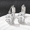 Leaf Brass Micro Pave Cubic Zirconia Hoop Earrings EJEW-P333-03P-1