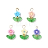 Handmade Flower Printed Polymer Clay Beads Pendants PALLOY-MZ00803-02-1