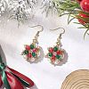 Flower Glass & Shell Pearl & Glass Seed Dangle Earrings EJEW-TA00719-1